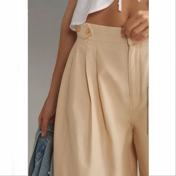 Anthropologie Maeve Utility Barrel Trouser Chino Pant in Neutral Size 8 - Picture 4 of 4
